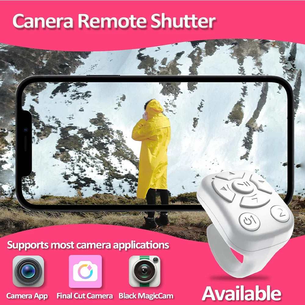 Scrolling Ring Remote Control Is Suitable for Iphone, iPad Bluetooth Page Turning Ring Roller, Both Camera Shutter, Short