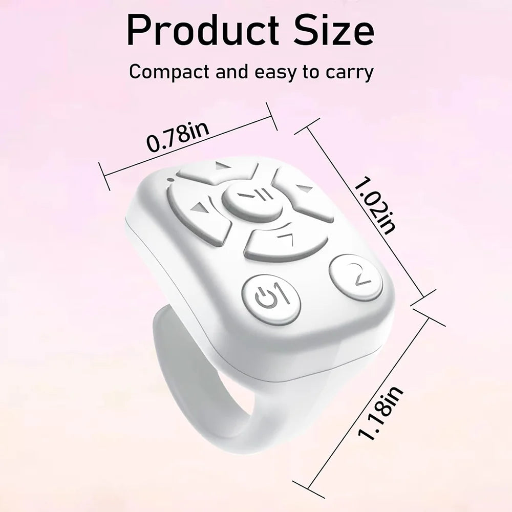 Scrolling Ring Remote Control Is Suitable for Iphone, iPad Bluetooth Page Turning Ring Roller, Both Camera Shutter, Short
