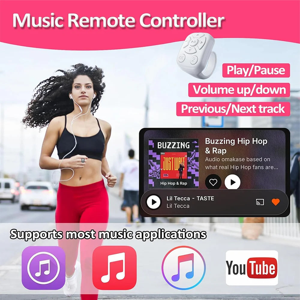 Scrolling Ring Remote Control Is Suitable for Iphone, iPad Bluetooth Page Turning Ring Roller, Both Camera Shutter, Short